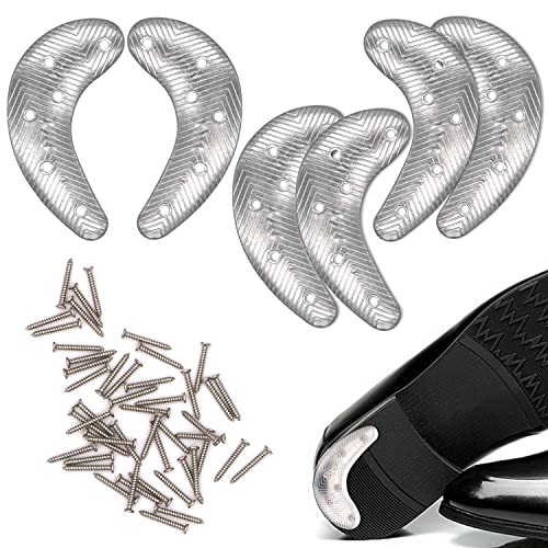 Metal Heel Plates 3 Double Half Moon Heel Sole Heel Guard Repair Pads with Screw Nails Sole Repair...
