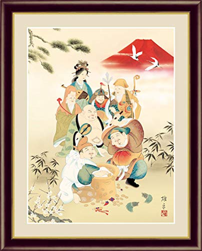 Amazon.co.jp: 【F6】 縁起画額 七福神／鵜飼 雄平 和の風情 モダン