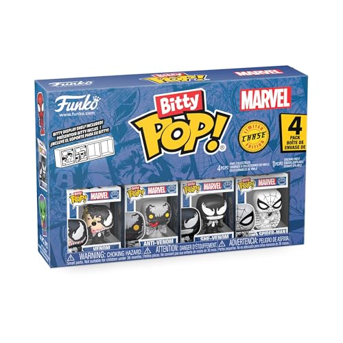 Funko Pop! Bitty: Spider-Man - Venom, Anti-Venom, She-Venom, and Mystery Chase Figure - 0.9 Inch (2.2 Cm) - Marvel Comics Collectable - Stackable Display Shelf Included