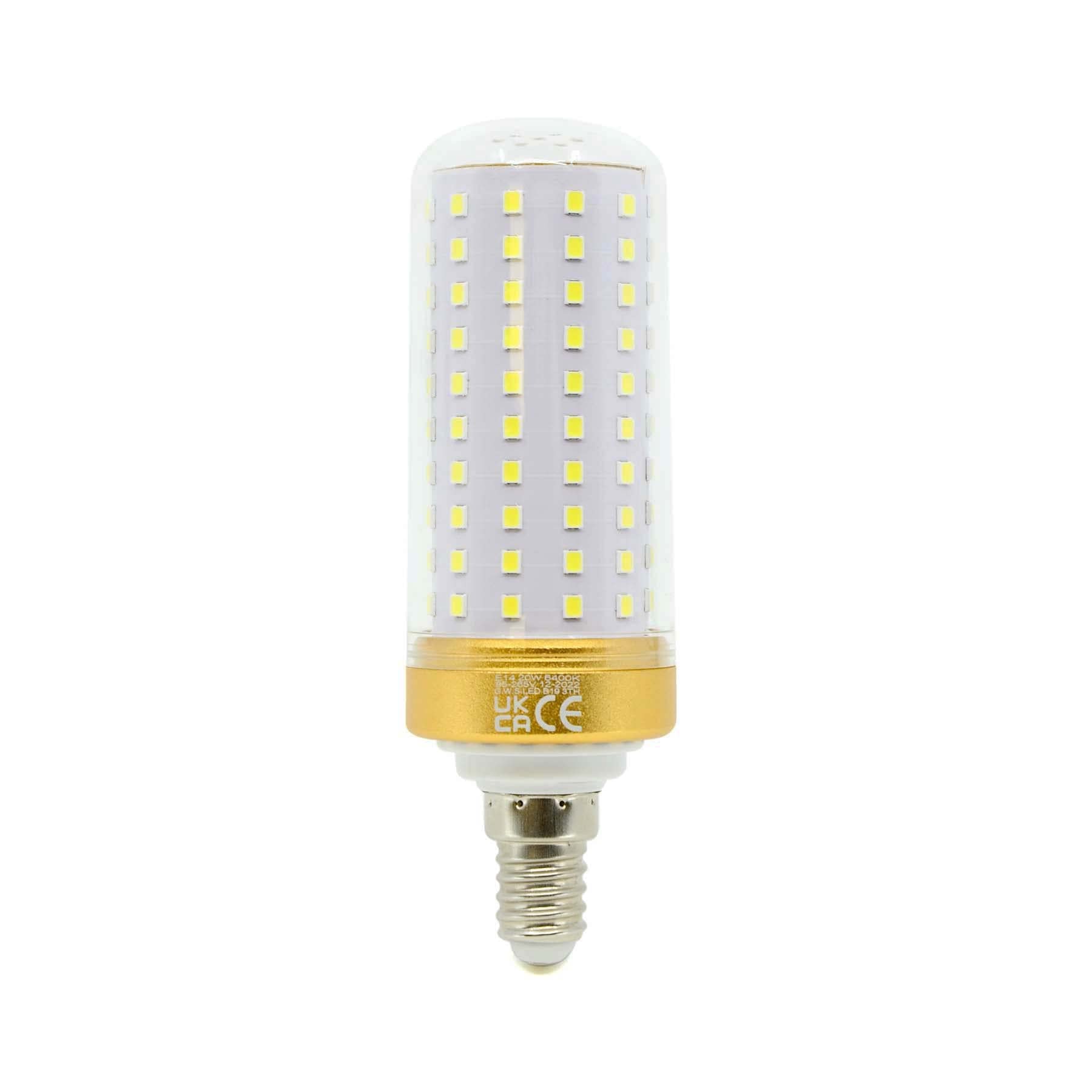 G.W.S® E14 Small Edison Screw LED Corn Bulb, 20W 3380Lms Warm White 3000K, 360° Beam Angle
