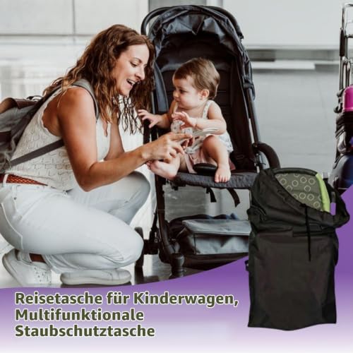 Lyivisk Universelle Kinderwagen Transporttasche für Flugreisen - Robuste Schwarze Schutzhülle für Buggy und Kinderwagen (55x120 cm) - Ideal für Flughafen und Reisen
