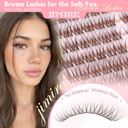Image of Brown Lash Clusters 8-12MM Short Lashes Clusters Wispy Individual Lashes with Clear Band C-Curly Cluster Eyelash Extensions 120Pcs DIY Lash Extensions at Home by JIMIRE