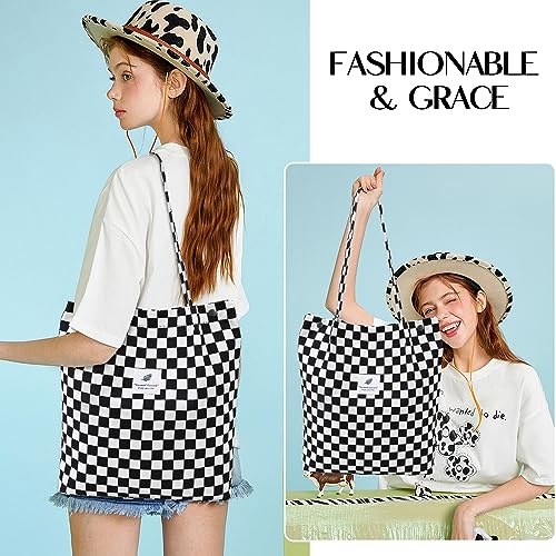 Image of Ayieyill Corduroy Tote Bag for Women Canvas Shoulder Cord Purse with Inner Pocket