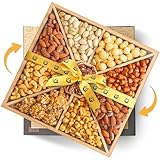 Artisanal Cravings Gourmet Nut Platter with Lazy Susan – 9 Section Nuts Gift Basket | Holiday Mixed Nuts, Sympathy Gift Baskets, Gourmet Food Gift Basket