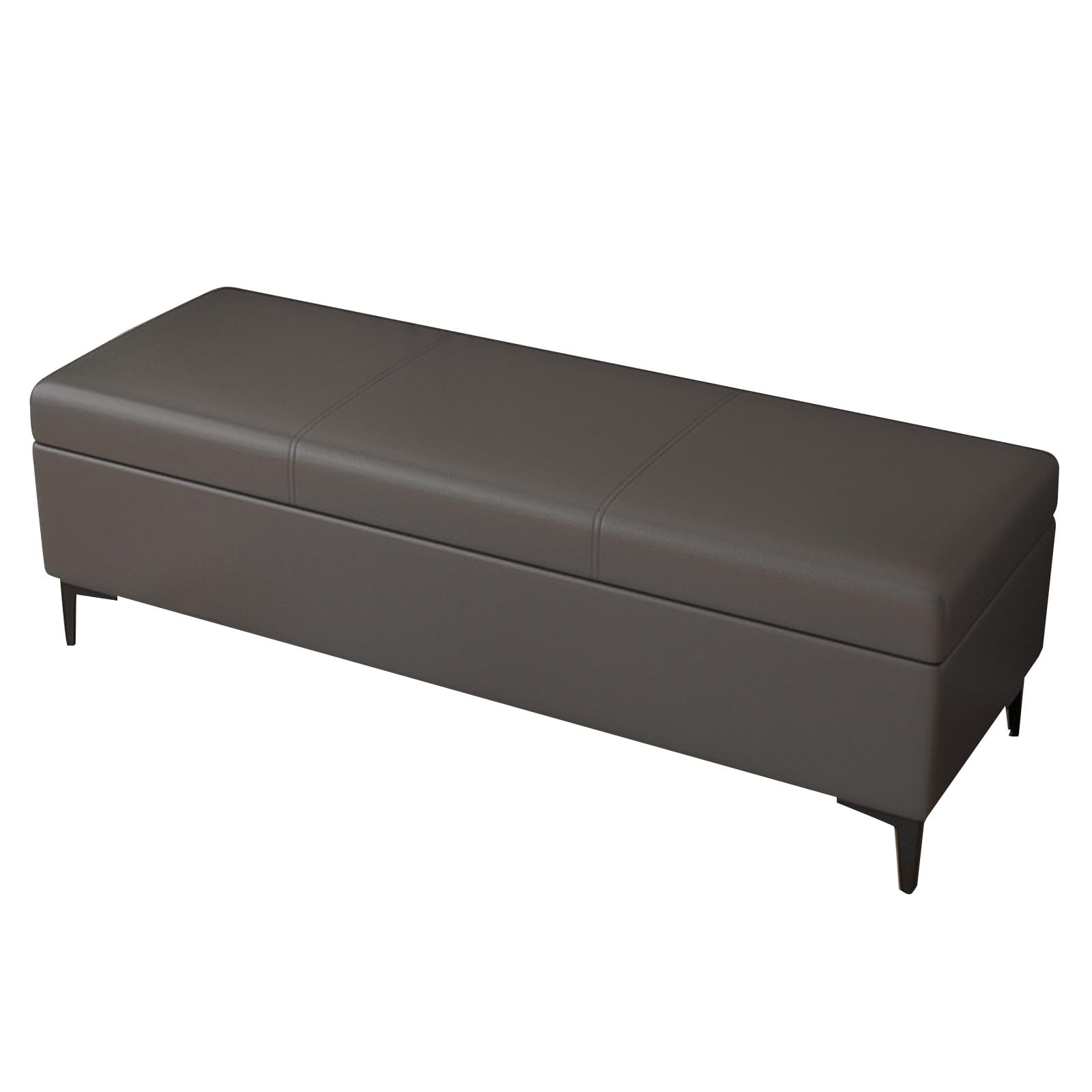 WJFTODAY Multi Functional Leather Storage Bench with Sturdy Iron Legs Entryway Shoe & Extra Seating Dark Gray 62.9in Long Perfect for Home Décor and Space Saving Solutions