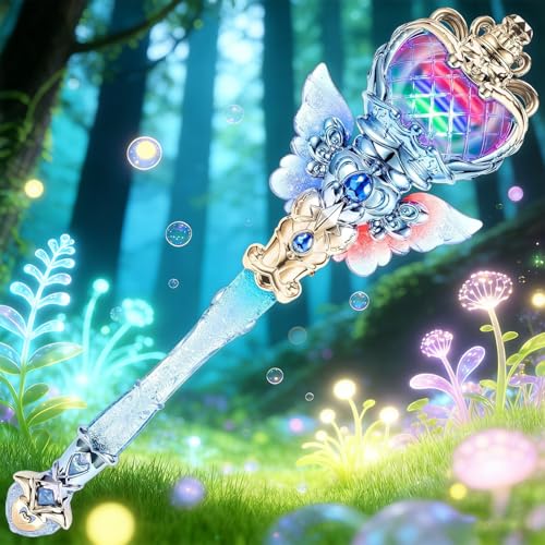 Image of PATPAT Light-Up Princess Magic Wand with Music, USB Rechargeable LED Fairy Magic Stick with Heart Crown & Angel Wings, Fantasy Role-Play Magical Stick Costume Party, Cosplay, Pretend Play & Gifting