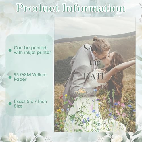 MotiMind Pacote com 150 papel de velino de flores silvestres para convites de 12 x 17 cm, cartões pa