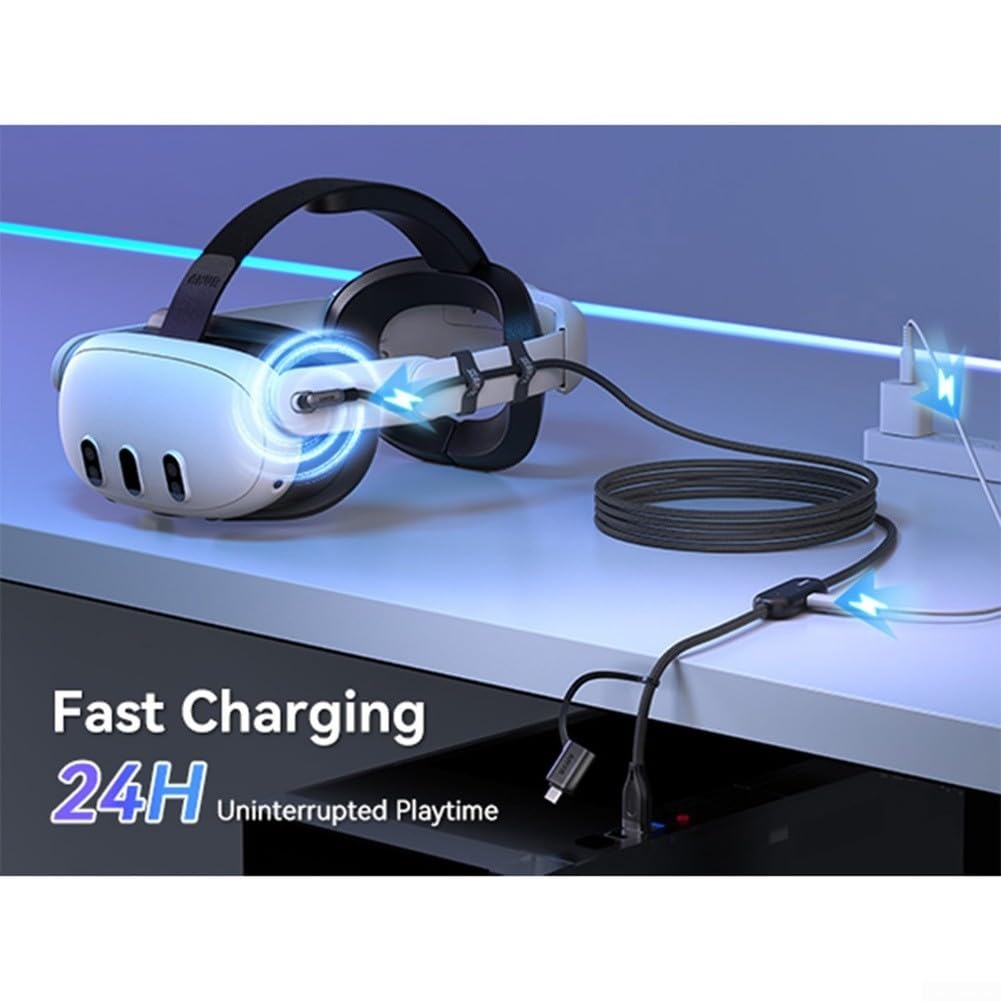 Câble USB 3.0 VR Link pour casques PCVR dont 3 2 Pro 4 avec charge rapide 36 W et transfert de données 5 Gbit/s 5 m