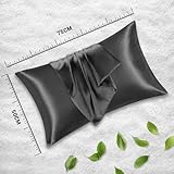 Lazzaro Satin Silk Pillowcases for Hair and Skin - Hypoallergenic Pillow Cases 2 Pack with Envelope Closure - Ultrasoft Standard Size Charcoal Silk Pillowcases (50 x 75 cm) - Image 3