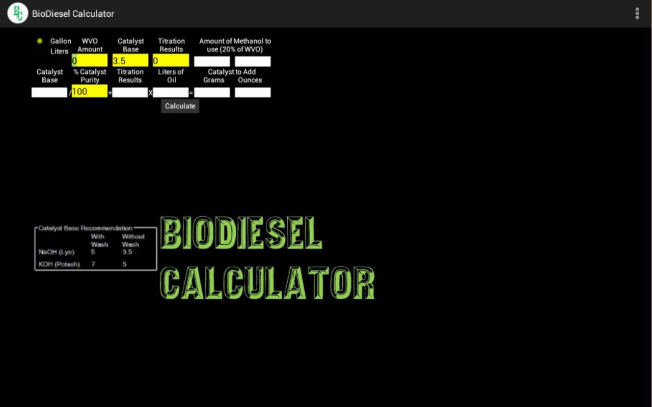 BioDiesel Calculator 2.0 FreeAmazon.co.ukAppstore for Android