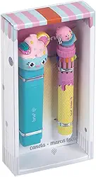 CANETA ESFEROGRÁFICA DIVERT 0.7MM - 10 CORES + MARCA TEXTO BIG - TUTTI FRUTTI