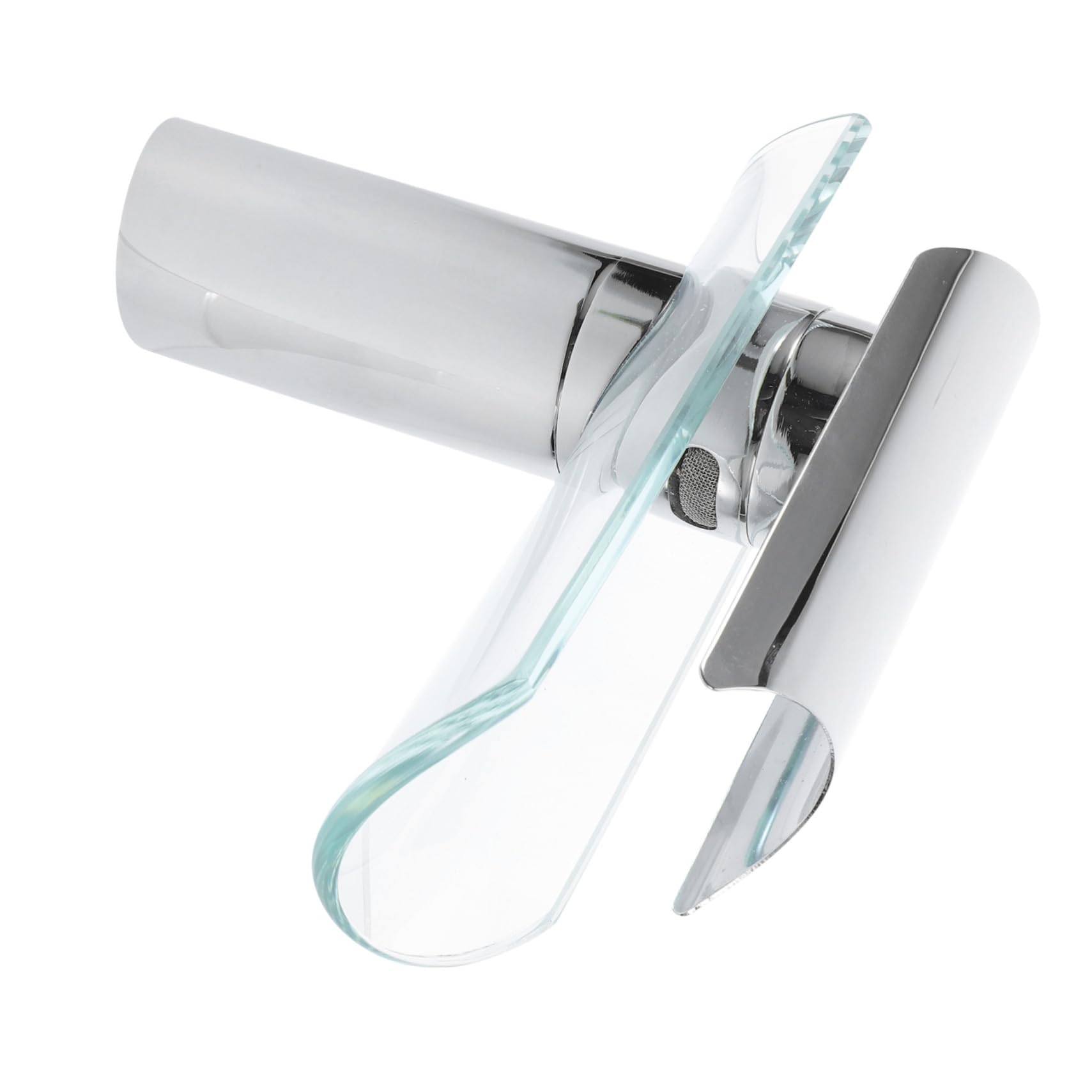 Robinet de salle de bain cascade design élégant mitigeur mono-levier en verre et chrome pour vasque haut de gamme