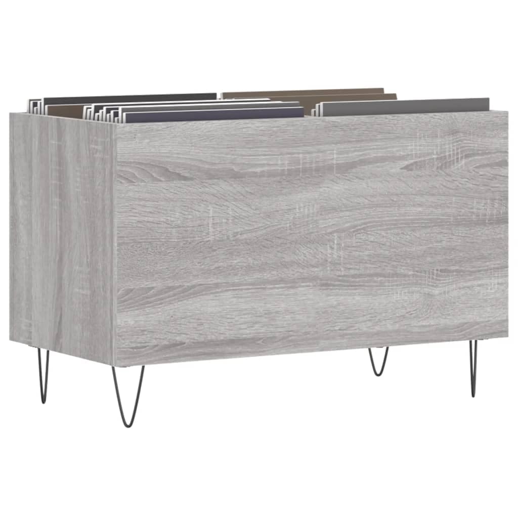 Armadio per dischi in legno Sonoma, 74,5 x 38 x 48 cm, con gambe in ferro, spazioso scaffale per vinile, CD, DVD, credenza, Hifirack e dispositivi multimediali in soggiorno