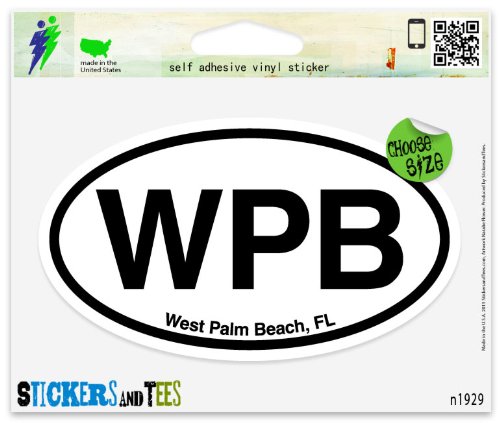WPB West Palm Beach Florida Oval Vinyl Car Bumper Window Sticker 3
