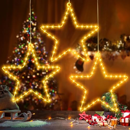 TDTOD LED Weihnachtsstern Beleuchtung,3 Stück Weihnachtsdeko...