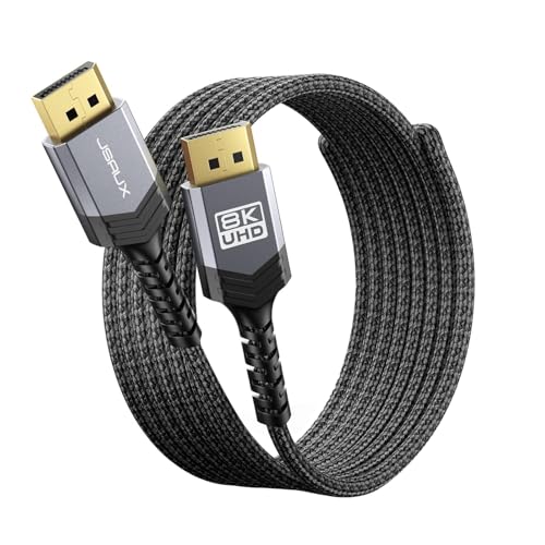 JSAUX 8K DisplayPort Cable 1.4 DP to DP 2M [8K@60Hz 2K@240Hz 4K@144Hz] Display Port to Display Port Cable 1.4 HBR3 32.4Gbps HDR 10 Compatible with Gaming Monitor PC Laptop Computer-Grey