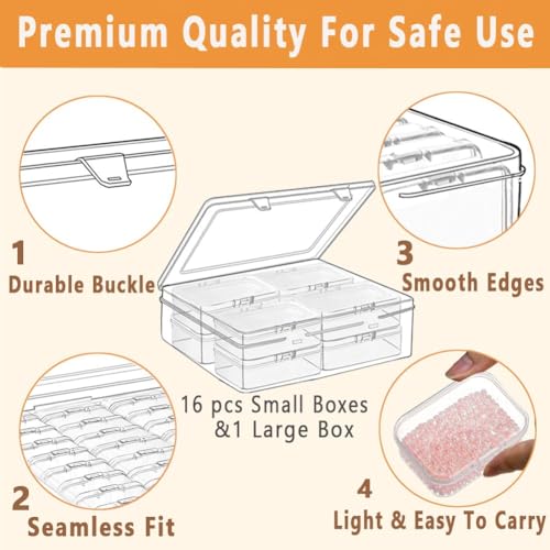 Image of 24pcs Bead Storage Containers,Large Bead Organizer Boxes And Craft Storage Boxes For Bracelet Making Diy Jewelry Craft Nails, Bracelets, Jewelry, Diamonds, Clay Beads, Screws,4.06x2.9x0.98inch