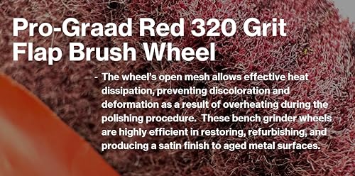 Image of 6 inch x 1 /2 inch x 1 inch Arbor Red Bench Grinder Polishing Flap Wheel, 320 Grit, Tight Weave, Great for refurbishing Golf Clubs and Metal, Non-Woven Wheel for Copper, Metal, Finishing & Burnishing