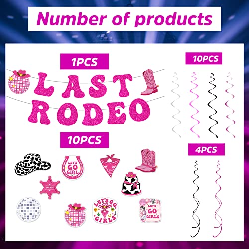 Image of Last Rodeo Birthday Party Decorations - NOVBAUB 26PCS Preppy Disco Party Swirls Bachelorette Party Decorations Let's Go Girls Cowgirl Hanging Swirls Whirl Streamers Party Decor for Women