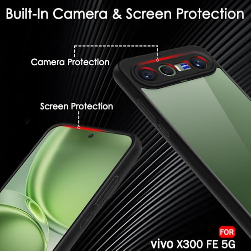 Image of TheGiftKart Hybrid Shockproof Back Cover Case for Vivo X300 FE 5G | Camera Protection Module | Hard Back Cover Case for Vivo X300 FE 5G (PC & TPU, Transparent Clear Back, Black Sides)