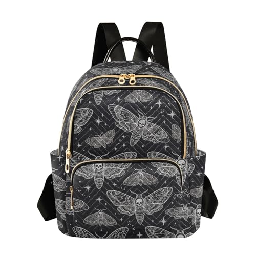 Image of Gothic Moth Quilted Backpack Purse for Women Fashion Small Backpack M | Shoulder Bag Travel Casual Daypack
