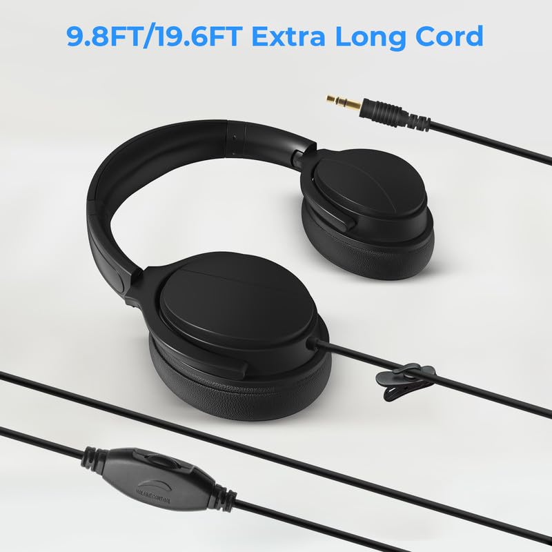 Casque filaire extra long pour TV et PC pour regarder la télévision pour personnes âgées avec contrôle du volume Casque filaire avec long cordon universel auxiliaire 3,5 mm Audio (3,5 m)