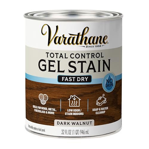 Varathane Total Control Gel Stain | Low Odor Water-Based Formula | Thick Gel Formula for Vertical Surfaces | Ideal for Wood, Metal & Fiberglass | Quart | Dark Walnut by Varathane - Used condition - US$15.51