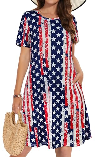 Image of Summer Dresses for Women Casual Tshirt Short Sleeve Floral Sundress Beach Cover Ups with Pockets 2026