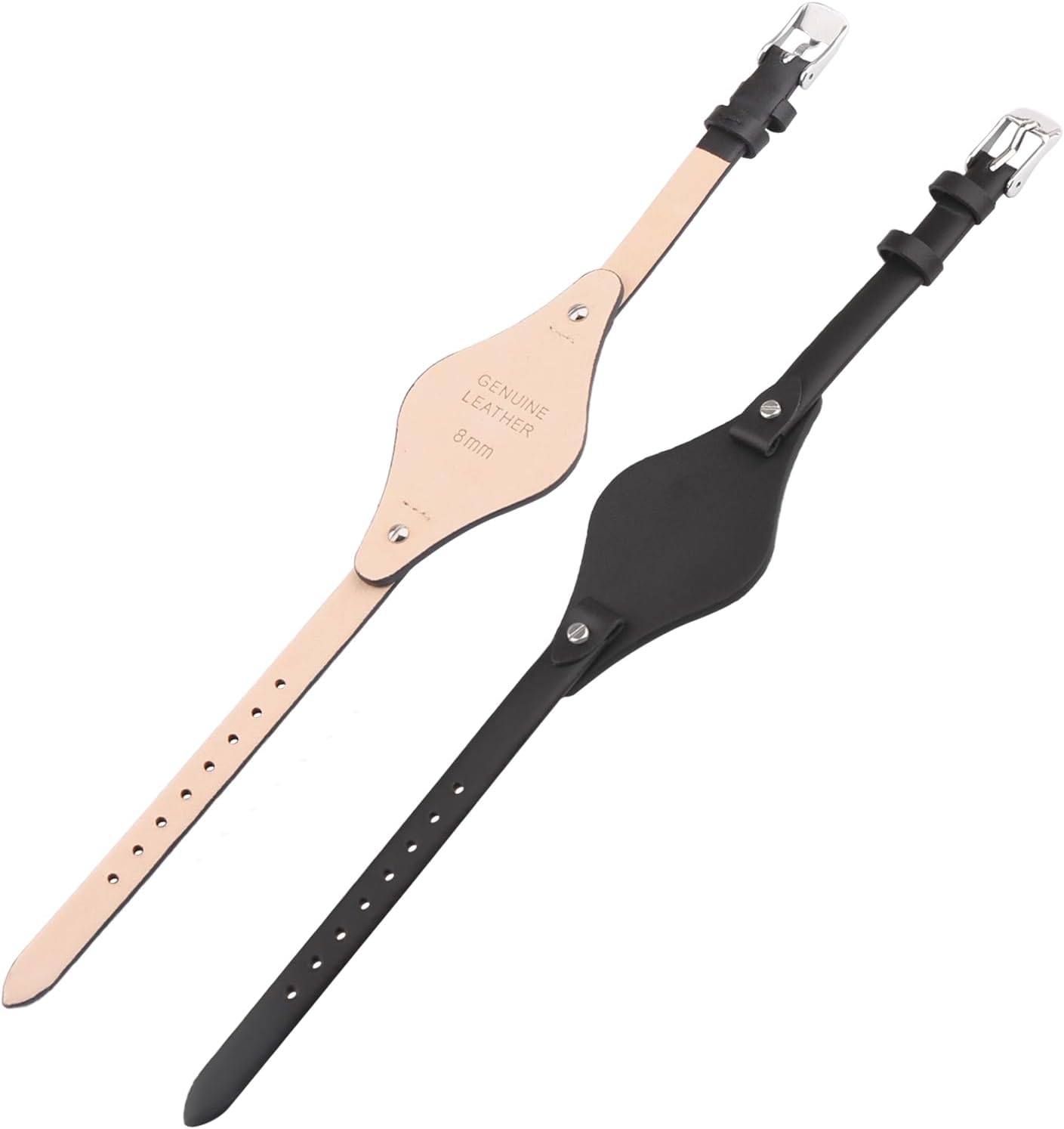 XIW Compatible for 8mm Fossil ES2829 ES2830 ES3060 ES3076 ES3077 women Leather Watch Band Replacement for men Wirstband Strap Bracelet, Black - Image 4