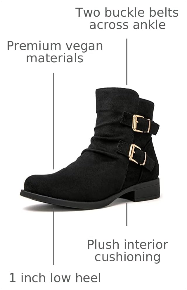 GLOBALWIN Women's Ankle Boots Black Comfortable Fashion Booties For Women Low Heel Size 8.5M - image 3