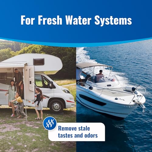 aquatabs water purification tablets for drinking - 100 tablets  2 chlorine test strips - water purifier starter kit - for boat and rv tanks - by aquamarine water solutions
