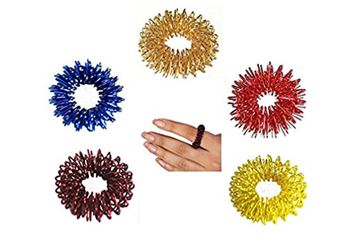 ACS/ACM Acupressure Sujok Pain Therapy Finger Massager Circulation Ring, Set of 5 Rings - 2.5Cm Dia, (Colour May Vary, Subject To Availability)