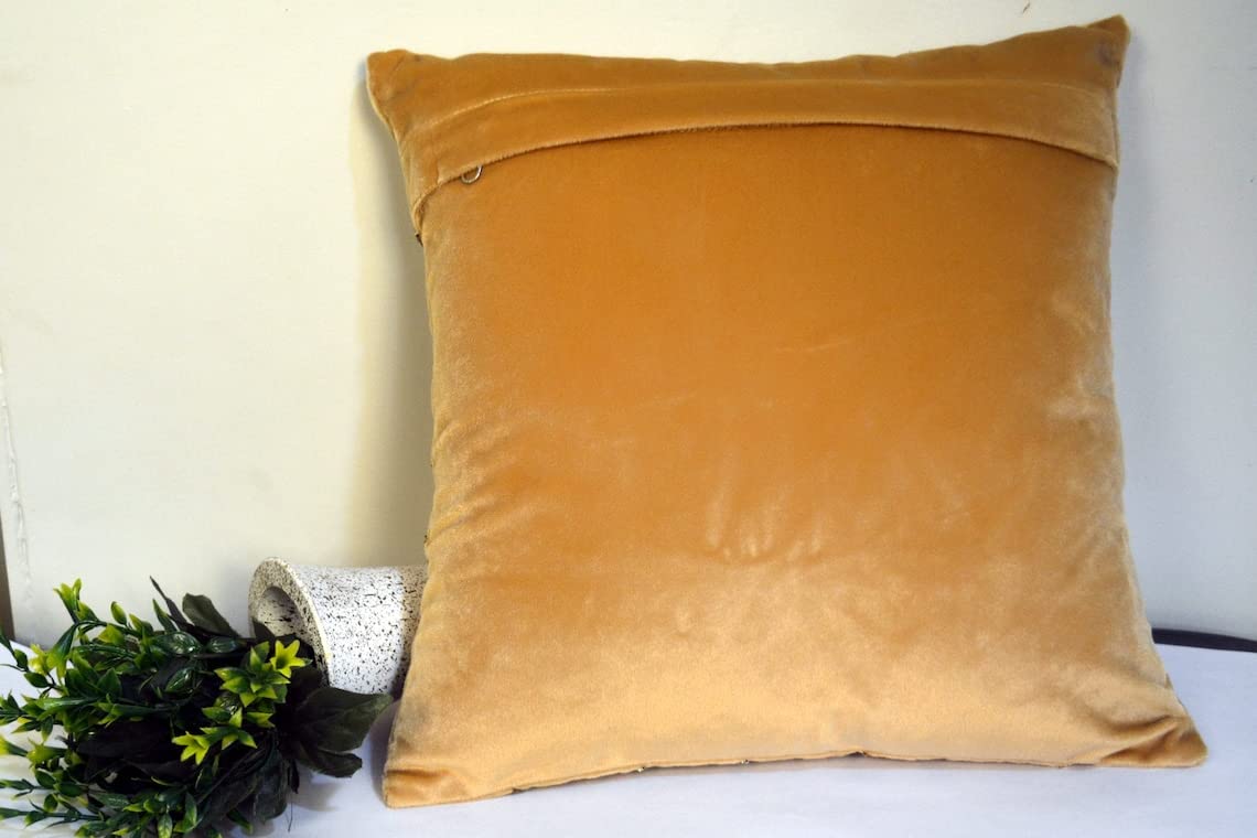 KGN Home Decor Silk 144 TC Pillow Cover with Elegant Design and Antique Work (KGN_3, White, 20x24 Cm, Pack of 1) 3
