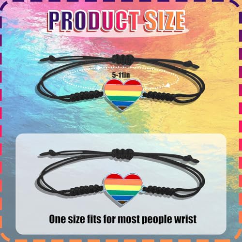 Pride Bracelet 20Pcs LGBTQ Rainbow Bracelets Lgbtq Gift Heart Braided Wristband for Men Women Gay Pride Friendship Decoration2