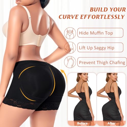Image of Padded Underwear for Women Butt Pads Shapewear Shorts Booty Padding Lace Panties Butt Lifter Hip Enhancer