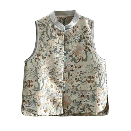 Gilet style chinois en soie pour femme résolvant le manque d'élégance à la mi-saison