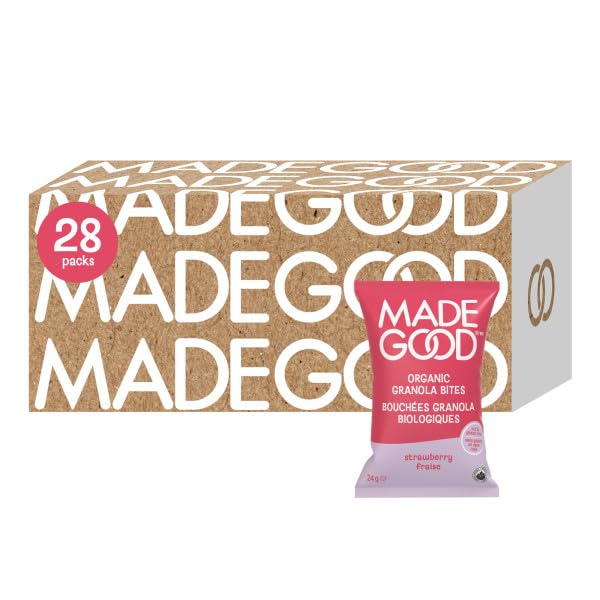 MadeGood Strawberry Granola Bites, 28 Count, Gluten Free and Organic Snacks