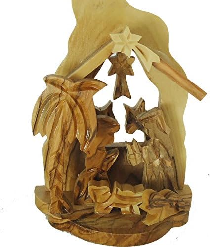 ZulufOlivewood Olive Wood Nativity Scene Set from Jerusalem Holyland | Wooden Nativity Set for Christmas |Comes with Holy Land Certificate NAT010