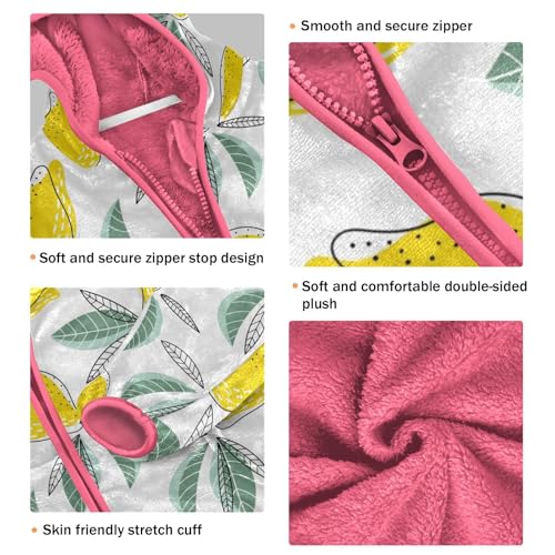 OTVEE Doodle Lemon Fruits Kids Hoodie Jacket Fall Spring Full Zip Warm Outwear Coat3