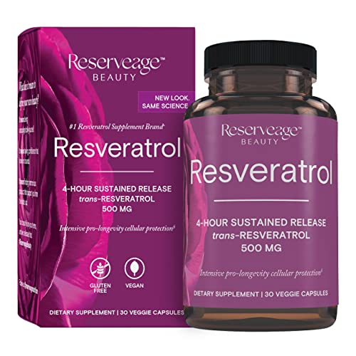 Reserveage Beauty, Resveratrol 500 Mg, Antioxidant Supplement For Heart And Cellular Health, Supports Healthy Aging And Immune System, Paleo, Keto, 30 Capsules #TOP4