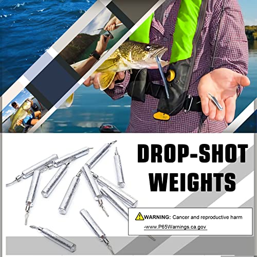 Amysports Drop Shot Weights Fishing Lead Drop Saltwater Fishing Weight Freshwater Drift Sinker Fishing Weight Bass Rig Cylinder Removable Catfishing 25Pcs 1/4Oz #TOP1