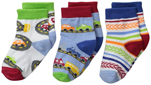 Jefferies Socks Baby-Boys Newborn Vehicle 3 Pair Pack Socks, Speedy, Infant