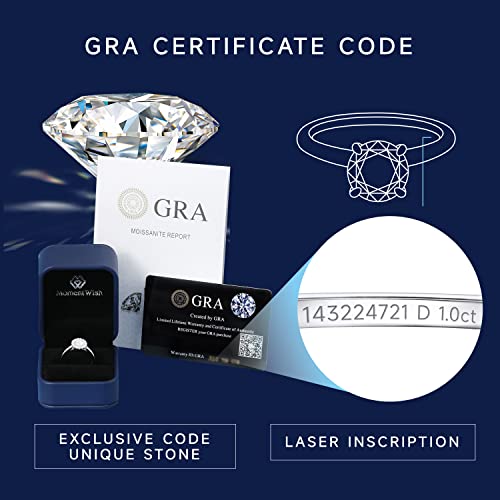 MomentWish Anillos de Boda, Moissanita Diamante Anillo Plata Mujer, con Certificato Gra, Anillo Compromiso Mujer, Regalos de Pedida de Mano Tamaño53(16.9) - imagen 3