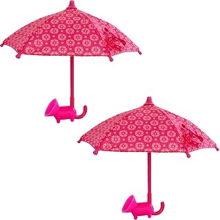 WAYUTO 2Pcs Cell Phone Sunshade Holder Universal Upgrade Adjustable Mobile Phone Portable Mini Umbrella Sun Hood Outdoor Piggy Phone Suction-Cup Desktop Holder Silicone Durable Weather Protector Pink