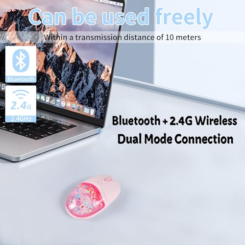 Image of Bluetooth Wireless Mouse,Creative Floating Cartoon Pig Animal Mice,RGB Backlit Rechargeable Triple Mode(Dual Bluetooth+USB) Computer Silent Mouse with USB Receiver for Laptop /MacBook /iPad /PC (pink)