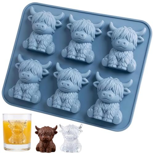 Zuuyye Highland Cow foremka do kostek lodu – 6 x mini foremka silikonowa do whisky i koktajli