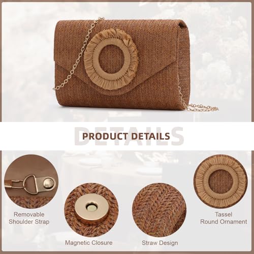 Image of GOKTOW Straw Clutch Purse Rattan Summer Woven Beach Handbags for Women Wedding Vacation Travel Party 2025