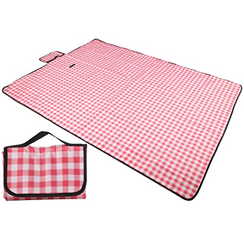 Thicken Beach Ground Mat Picknickmat, Hoge slijtvastheid strandmat, Outdoor voor de jacht(Red and white grid) - Image 3
