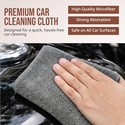 Image of Microfiber Cloth (Pack of 6) - 20x30 cms - 400 GSM | Thick Lint & Streak-Free Multipurpose Cloths - Automotive Microfibre Towels for Car, Bike Cleaning, Washing & Detailing (Grey)