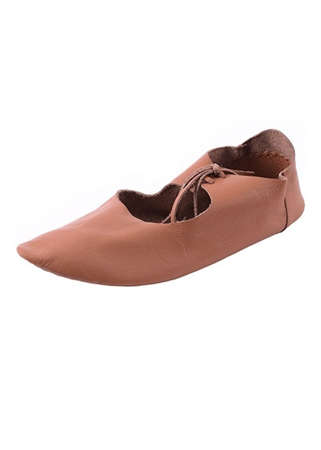 Battle-Merchant Flache mittelalterliche Schuhe aus Leder, Braun